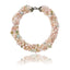 Morganite Beaded Statement Necklace with Sterling Silver, Mixed Yellow Sapphires & Pink Pearls