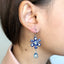 MCL Design Sterling Silver Statement Earrings with Dark Blue Glitter Enamel, White Topaz & Blue Topaz Drops