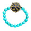 Turquoise Beaded Bracelet with Sterling Silver, Dark Blue Glitter Enamel, Yellow Sapphires & Citrine