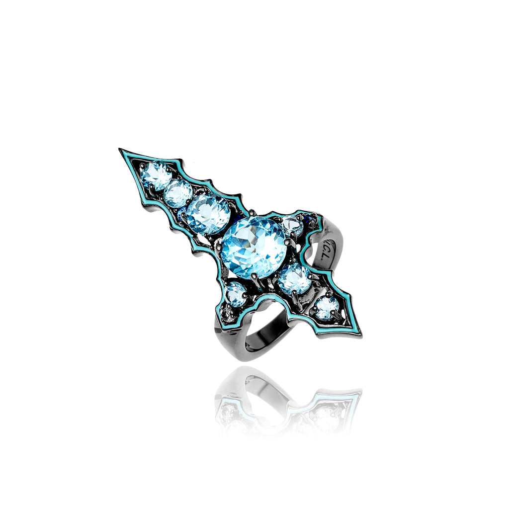 MCL Design Ice Sapphire & Blue Topaz Stacking Ring