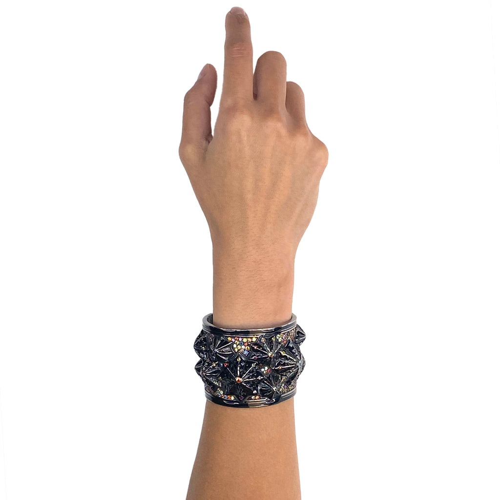 MCL Design Statement Cuff Bracelet with Black Enamel & Mixed Sapphires
