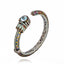 Sterling Silver Cuff Bracelet with Mint Enamel, Mixed Sapphires & Blue Topaz