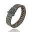 Sterling Silver Bangle Bracelet with True Green Glitter Enamel & Green Sapphires