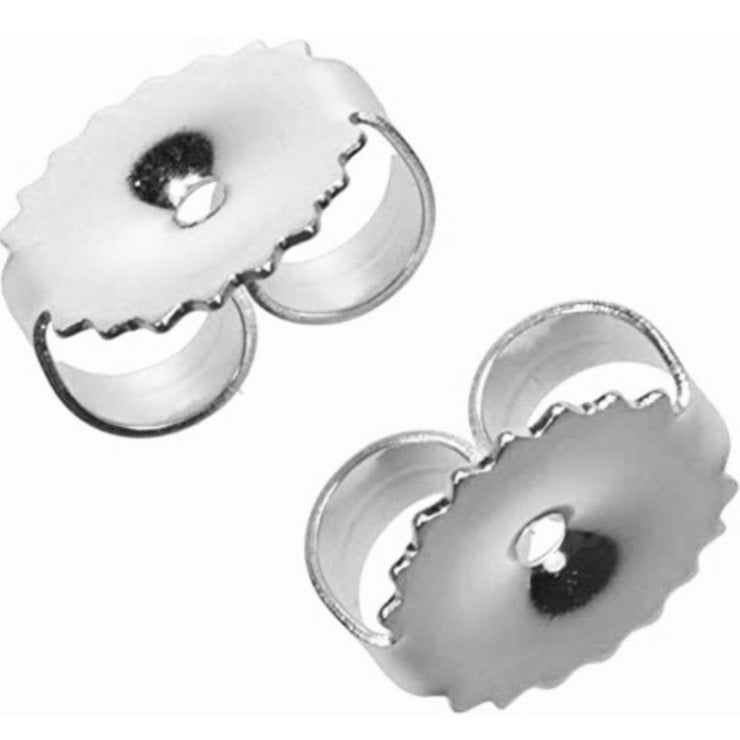 Large Sterling Silver Earring Back Replacement Pair White Silver
