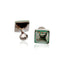 MCL Design Sterling Silver Square Croco Cufflinks with Ocean and Resort Green Enamels