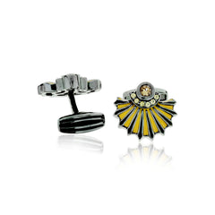 MELU♡ MCL Design Cufflinks with Mango Enamel, Yellow Sapphires