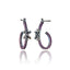 MCL Design Sterling Silver Hoop Earrings with Dark Pink Glitter Enamel & Mixed Sapphires