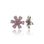 MCL Design White Rhodium Plated Sterling Button Earrings With Light Lavender Enamel Pink Sapphire