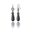 Sterling Silver Statement Earrings with Forest Green Glitter Enamel, Mixed Sapphires & Dark Wood