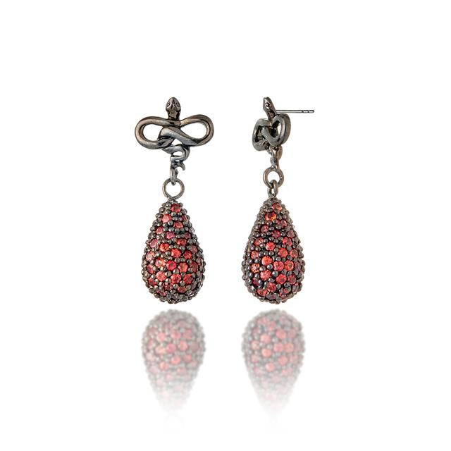 Sterling Silver Statement Earrings with Red Sapphires