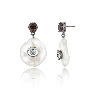 MCL Design Pearl Eye Earrings
