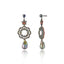 Sterling Silver Statement Earrings with True Red Enamel, Mixed Sapphires & Black Pearls