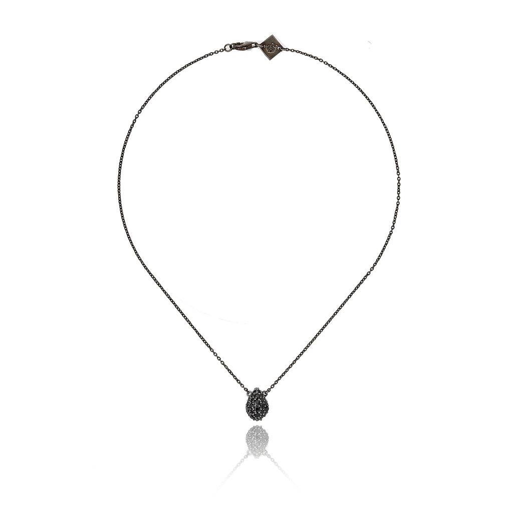 MCL Design Sterling Silver Teardrop Necklace with Black Spinel