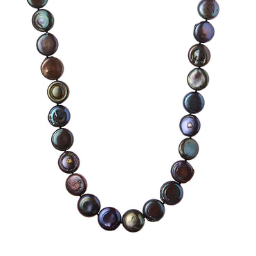 Sterling Silver Statement Necklace With Mixed Sapphires & Black Pearl