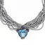 Sterling Silver Statement Necklace With Laser Gray Glitter Enamel, Blue Topaz & Gray Hematite Beads