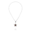 MCL Design White Rhodium Plated Sterling Lariat Necklaces With Set White Topaz And Garnet And White Zircon Bead