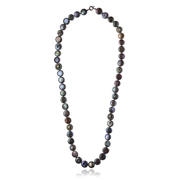 Sterling Silver Statement Necklace With Mixed Sapphires & Black Pearl