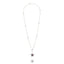 MCL Design White Rhodium Plated Sterling Lariat Necklaces With Set Blue Topaz And Garnet And White Topaz And Amrthyst And White Topaz Bead And Hematite Bead