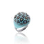 MCL Design Sterling Silver Mosaic Dome Statement Ring with Baby Blue Enamel & Mixed Sapphires