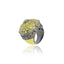 Sterling Silver Statement Ring With Lemon Enamel & Mixed Sapphires