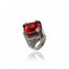 MCL Design Sterling Silver Statement Ring with Xmas Red Glitter Enamel, Red Sapphire & Red Quartz