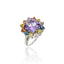 MCL Design Sterling Silver Statement Ring with White Enamel, Mixed Sapphires & Amethyst