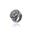 MCL Design Sterling Silver Statement Ring with Royal Blue Gum Glitter Enamel, Mixed Ice Sapphires & Blue Topaz