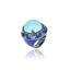 Sterling Silver Statement Ring with Dark Blue Oil Enamel, Mixed Sapphires & Green Chalcedony