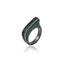 MCL Design Sterling Silver Stack Ring With Dark Black Glitter Enamel & Black Spinel