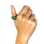MCL Design Handcrafted Gold-Plated Statement Ring with Green Glitter Enamel