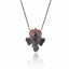 Handcrafted Silver Elephant Pendant Necklace with Aqua Glitter Enamel, Black Spinel & Red Sapphires