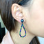 MCL Design Sterling Silver Drop Earrings with Dark Blue Oil Enamel, Forest Green Glitter Enamel & Black Pearls