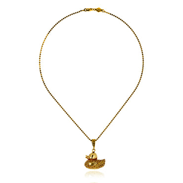 Gold-Plated Rubber Duckie Silver Pendant Necklace with Yellow Sapphires, Gold Hematite & Hematite