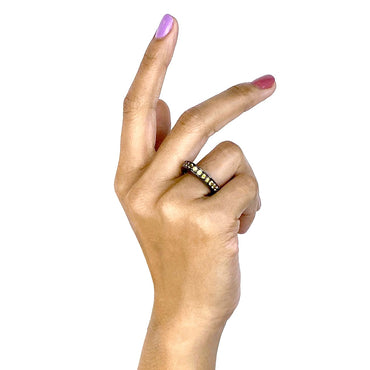 MCL Design Sterling Silver Stack Ring With Black Enamel & Yellow Sapphires