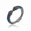Sterling Silver Bangle Bracelet With Dark Royal Blue Glitter Enamel & Black Spinel