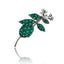 Among Dewdrops Pin in Silver with Spearmint Enamel, Green Amethyst and White Pearls