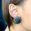 Sterling Silver Button Earrings with Red Oil Enamel & Yellow Sapphires