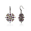 MCL Design Sterling Silver Drop Earrings with Pink Glitter Enamel, Mixed Sapphires & Green Amethyst